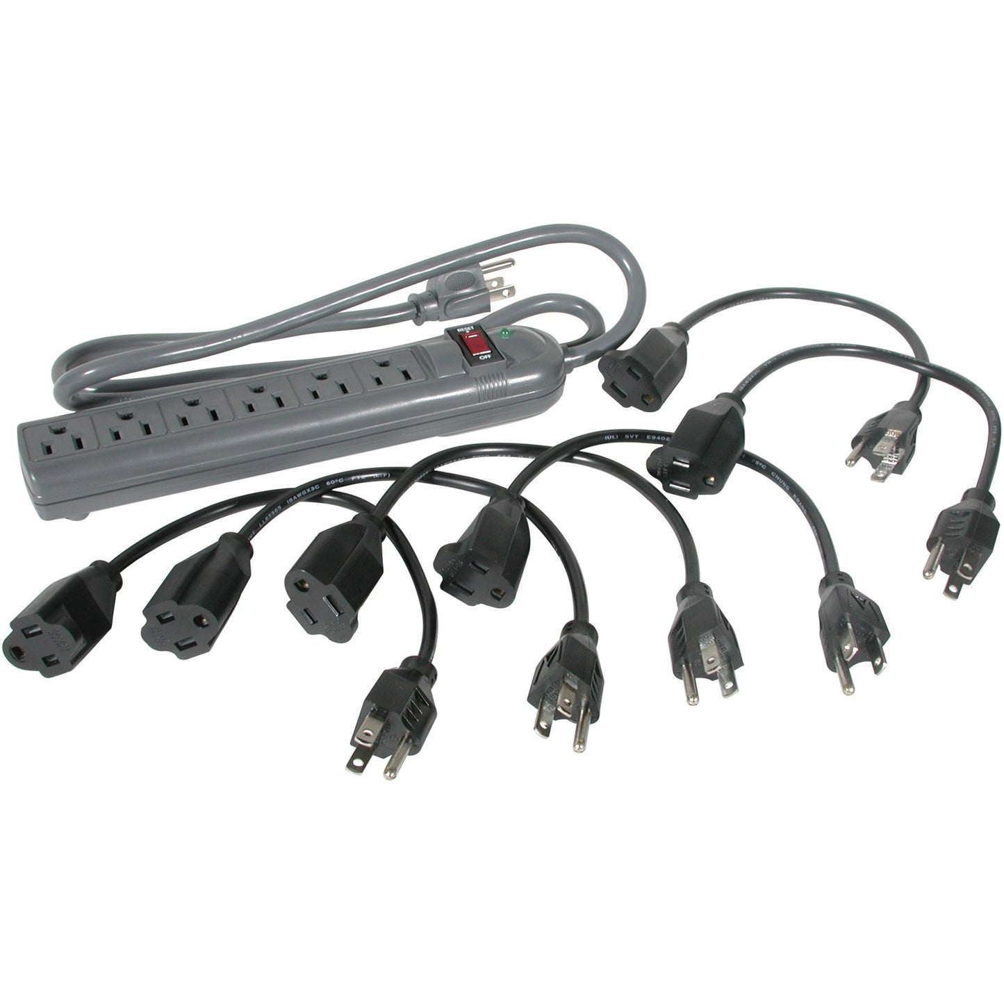 C2G 6-Outlet Surge Suppressor with 270 Joules Protection and Extension Cords