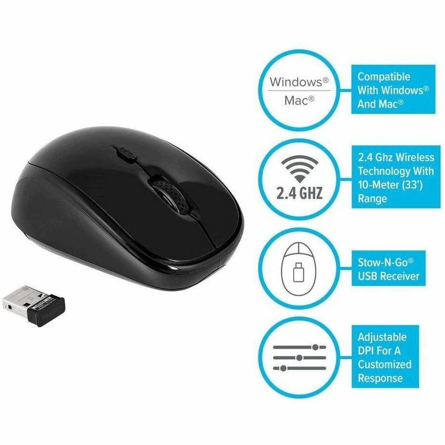 Targus Wireless BlueTrace Mouse AMW50US – Ergonomic 1600 DPI Wireless Optical Mouse with 33 ft Range