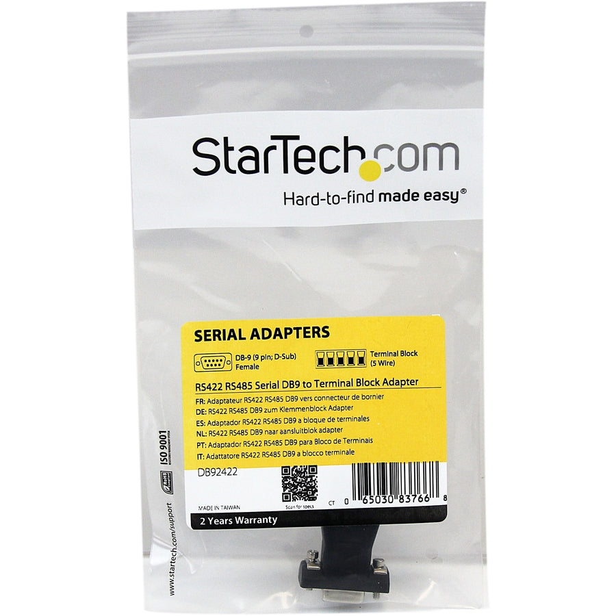 StarTech.com RS422 RS485 Serial DB-9 to Terminal Block Adapter - Model DB92422