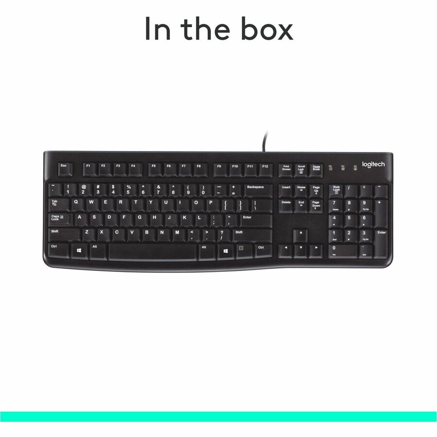 Logitech K120 Plug-and-Play USB Keyboard with Spill-Resistant Design and Full-Size Layout