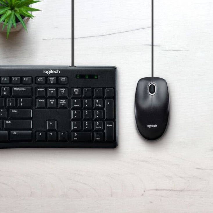 Logitech MK200 Media Corded Keyboard and Mouse Combo - Full-Size, Ambidextrous, USB Plug-and-Play Office Keyboard & Optical Mouse
