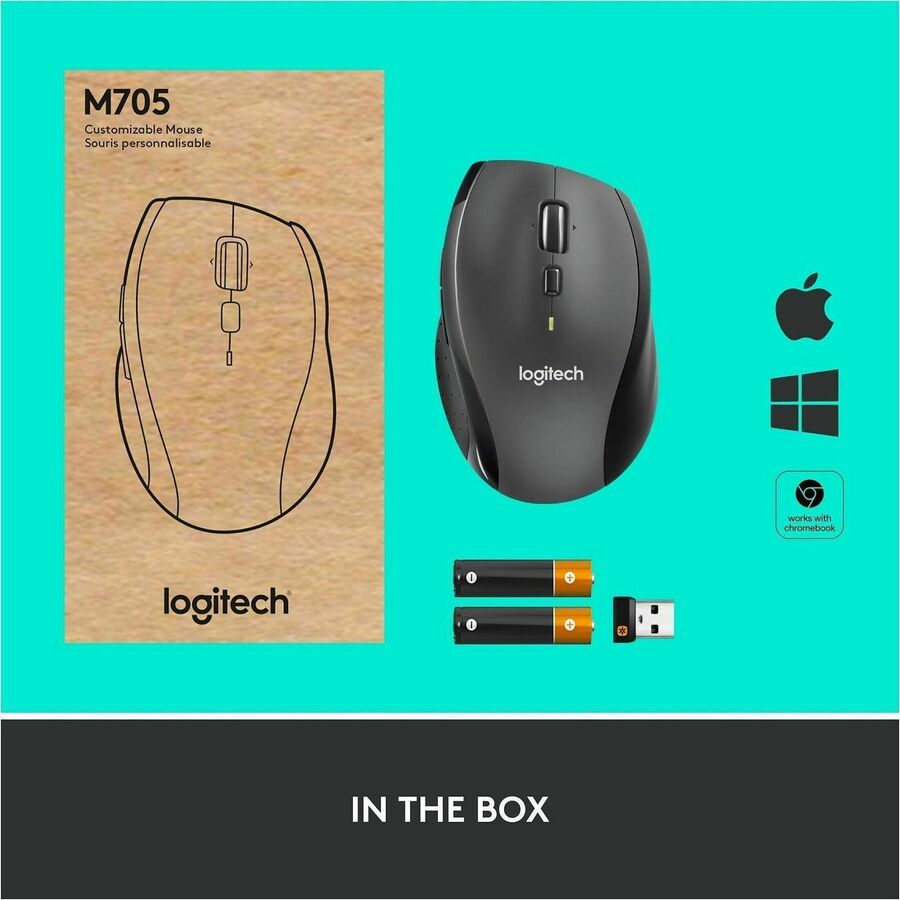 Logitech M705 Marathon Wireless Laser Mouse with 2.4 GHz USB Unifying Receiver and 1000 DPI
