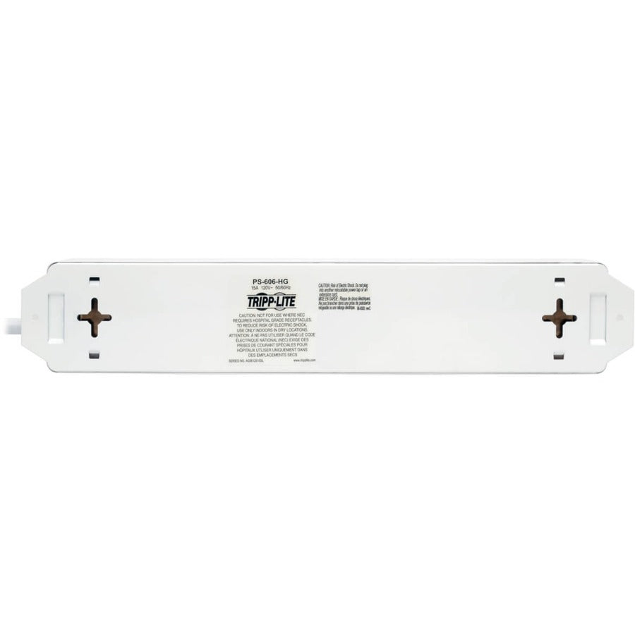 Eaton Tripp Lite Series PS-606-HG Medical-Grade Power Strip with Antimicrobial Coating and Six Hospital-Grade Outlets