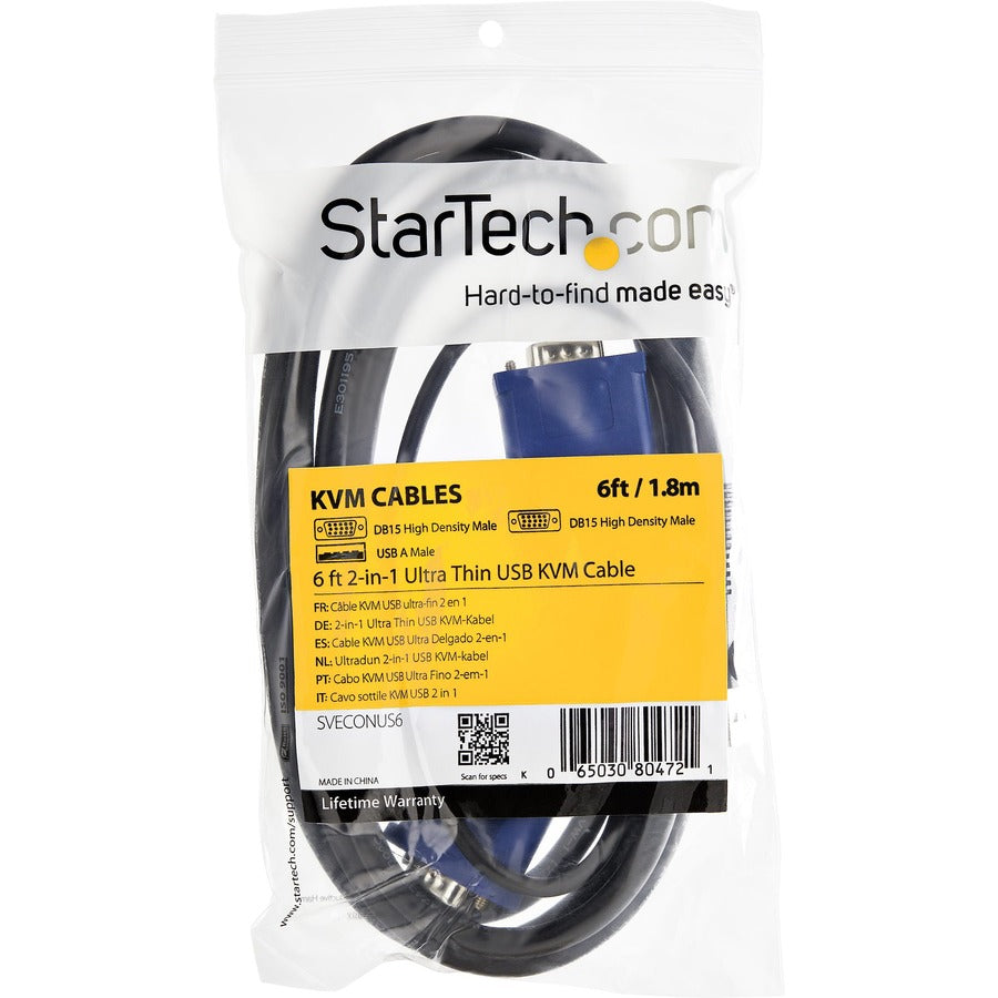StarTech.com 10 ft 2-in-1 USB VGA KVM Cable with Male HD-15 Connectors