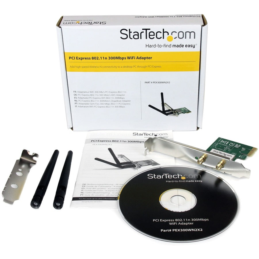 StarTech.com PEX300WN2X2 PCI Express Wireless N Network Adapter - 300 Mbps Wi-Fi 4 with Dual Antennas