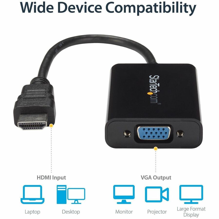 StarTech.com HDMI to VGA Adapter Converter with Audio - Model HD2VGAA2