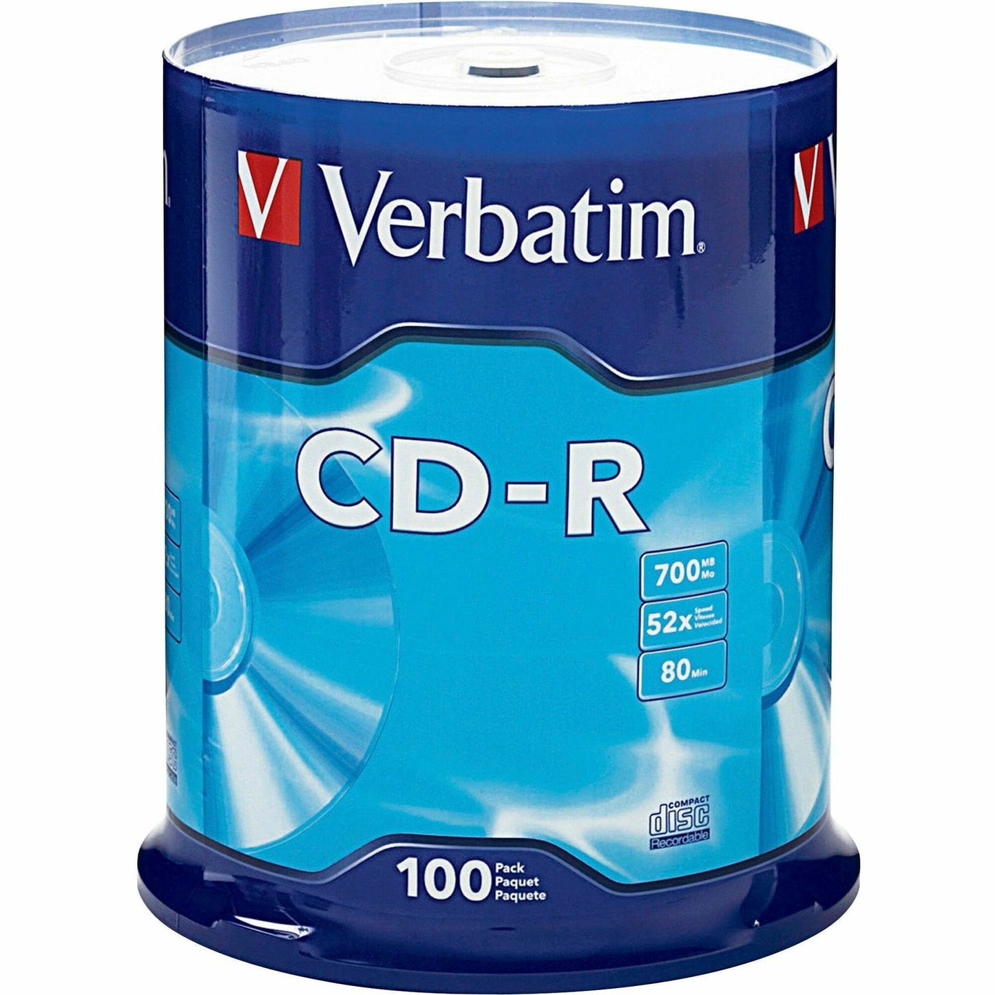 Verbatim America, LLC CD-R 700MB 52X with Branded Surface - 100 Pack Spindle