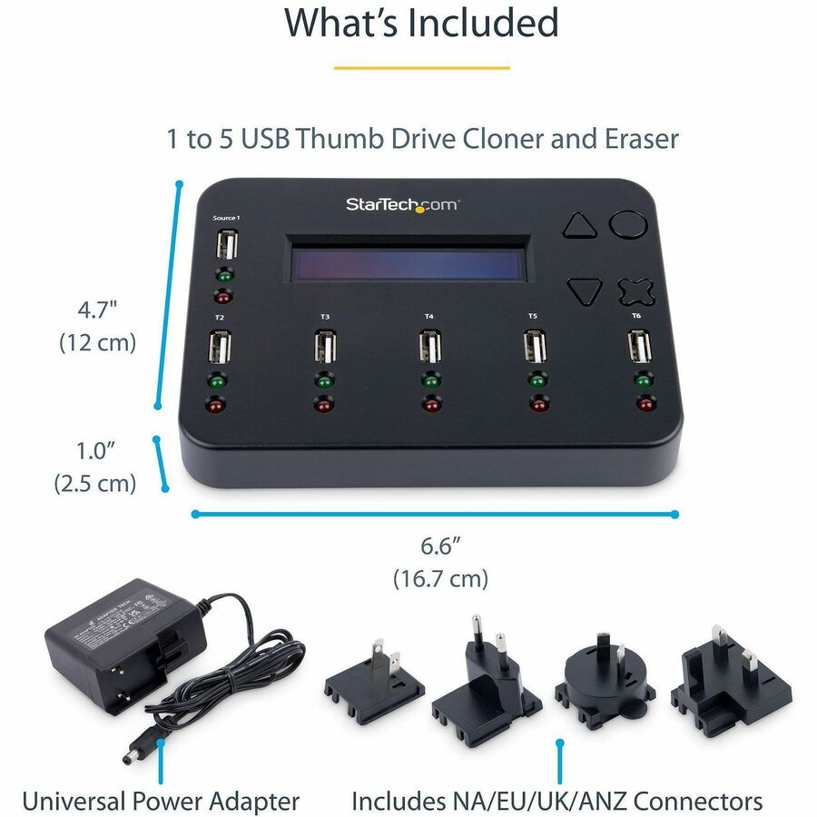 StarTech.com USBDUP15 Standalone 1:5 USB Flash Drive Duplicator and Eraser