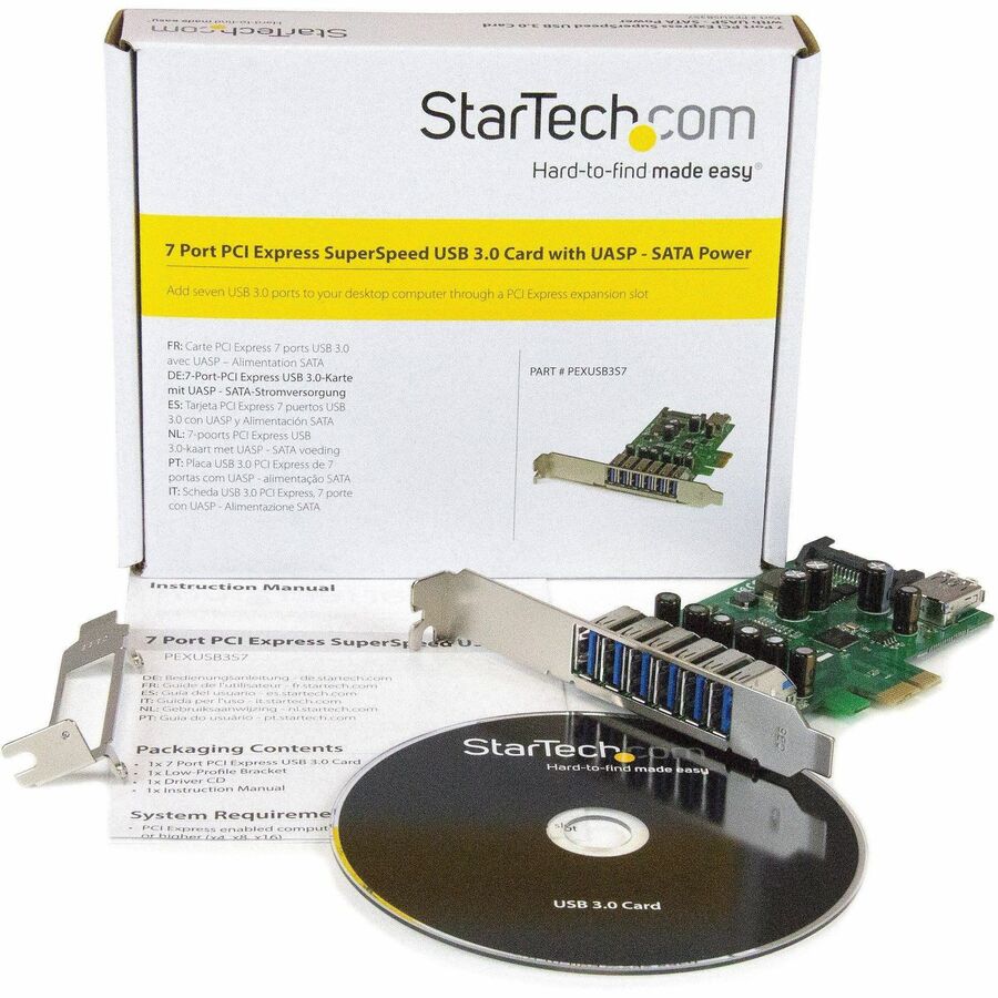 StarTech.com PEXUSB3S7 7-Port PCI Express USB 3.2 Gen 1 Card with 5Gbps Data Transfer