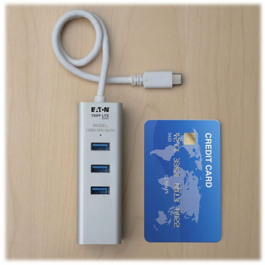 Eaton Tripp Lite Series U460-003-3A1G USB 3.1 Gen 1 USB-C Portable Hub with Ethernet and 3 USB-A Ports
