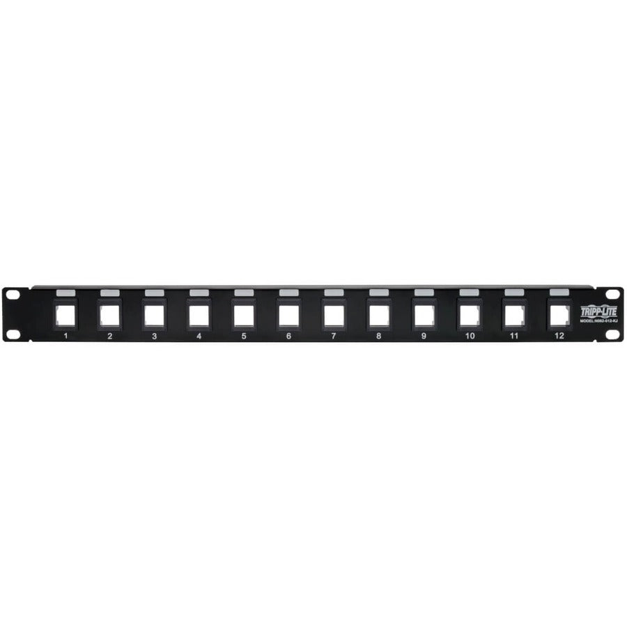 Eaton Tripp Lite Series 12-Port 1U Rack-Mount Unshielded Blank Keystone Patch Panel N062-012-KJ for Ethernet, HDMI, USB, Voice Applications