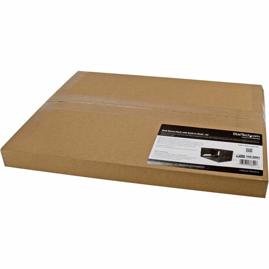 StarTech.com 2-Post 4U Wall Mount Server Rack with Built-in Shelf - Solid Steel, Adjustable Depth