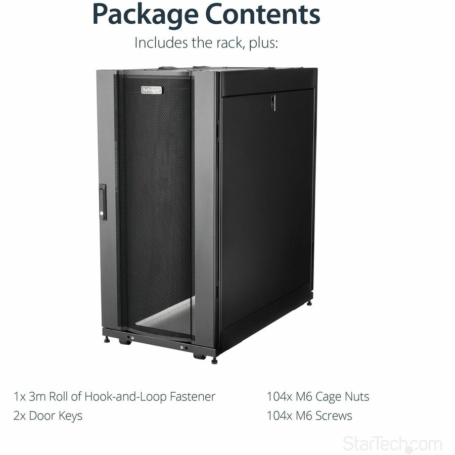 StarTech.com 25U Server Rack Cabinet - 37 Inch Deep Enclosure for IT and A/V Equipment