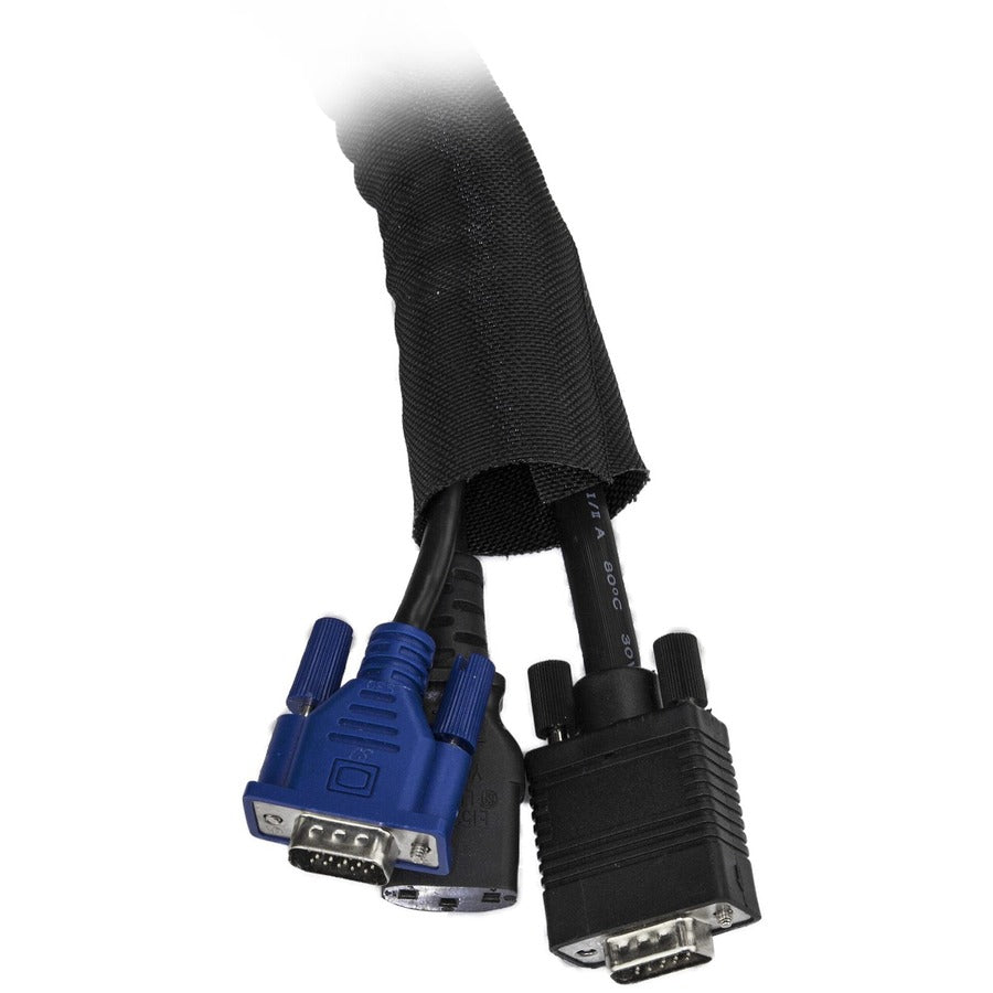 StarTech.com 6.5 ft Cable Management Sleeve - Flexible, Expandable Polyester Cable Organizer