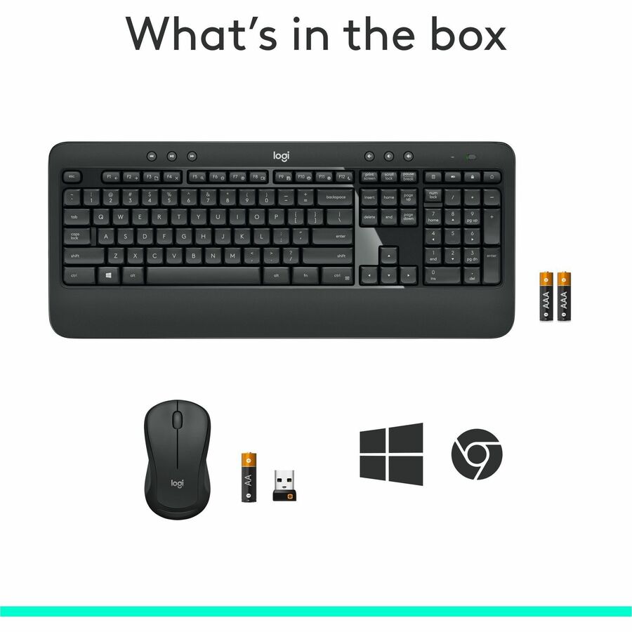 Logitech MK540 Advanced Wireless Keyboard and Mouse Combo for Windows with Unifying Receiver
