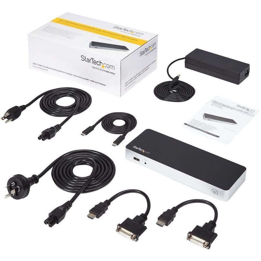 StarTech.com Dual Monitor USB-C Docking Station with 60W Power Delivery - Supports HDMI & DVI Displays for Windows Laptops