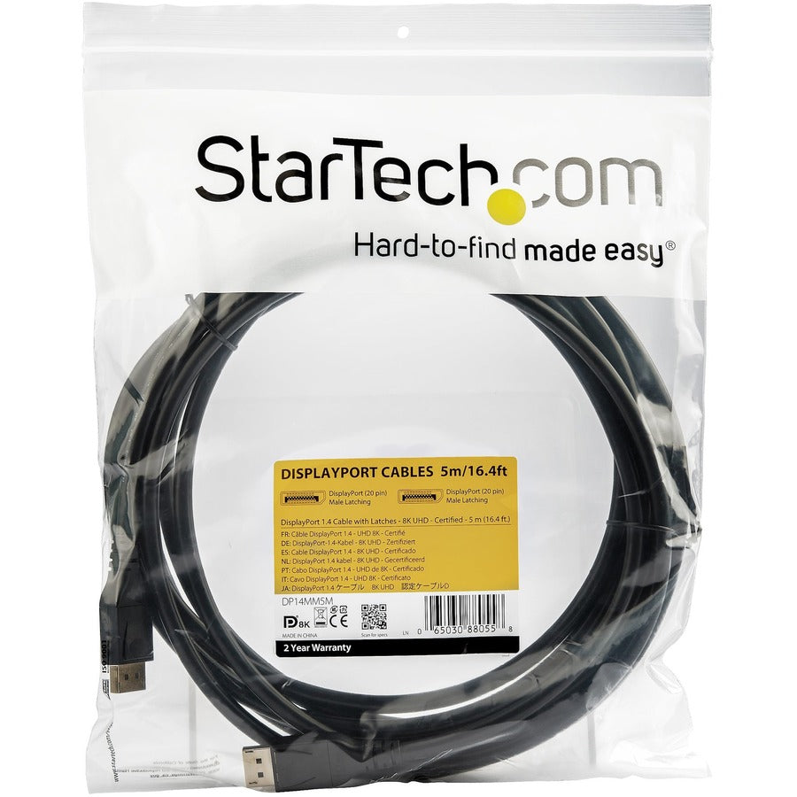 StarTech.com 5 Meter DisplayPort 1.4 Cable - VESA Certified 8K 60Hz UHD Support