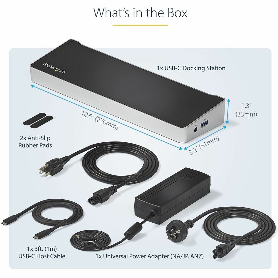 StarTech.com 4K USB-C Docking Station with Triple Monitor Support and 100W Power Delivery