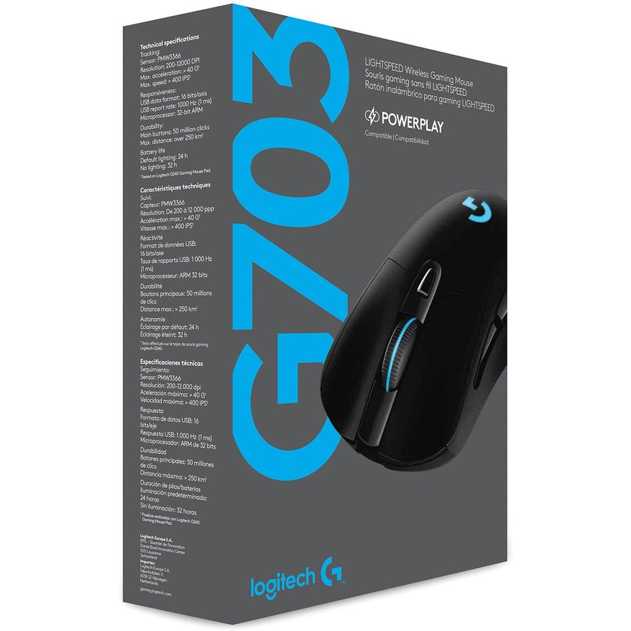 Logitech G703 LIGHTSPEED Wireless Gaming Mouse with HERO 16K Sensor and RGB Lighting