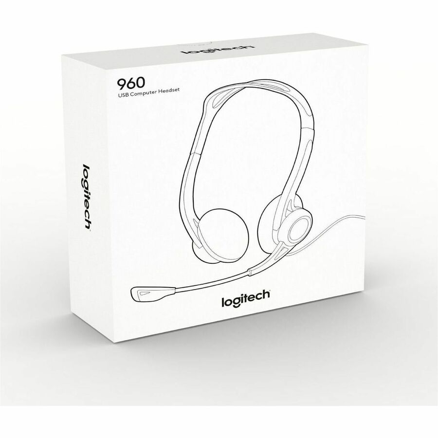 Logitech 960 USB Computer Headset – Noise-Cancelling Binaural Over-the-Head Design with Microphone