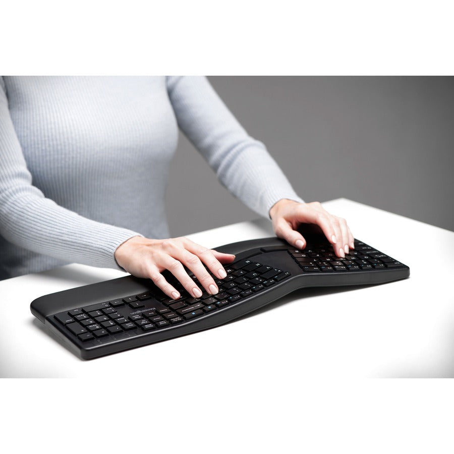 Kensington Pro Fit Ergo Wireless Keyboard-Black with Dual Bluetooth and 2.4 GHz Connectivity