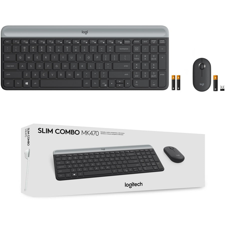 Logitech MK470 Slim Wireless Keyboard and Mouse Combo - Compact, Quiet, Modern Design in Graphite