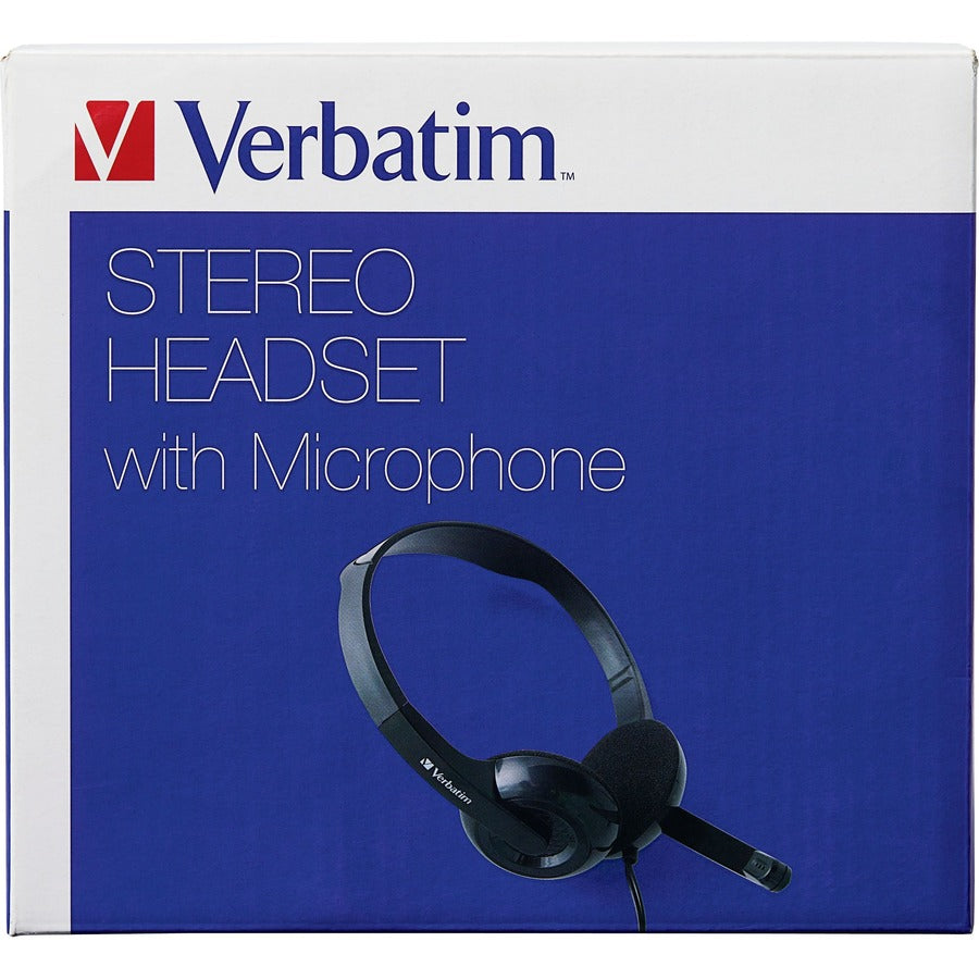 Verbatim America, LLC Stereo Headset with Microphone - Adjustable Over-the-Head Design with 3.5mm Jack