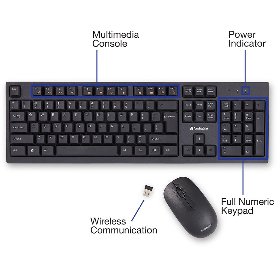 Verbatim America, LLC Wireless Keyboard and Mouse Combo - Model 70724