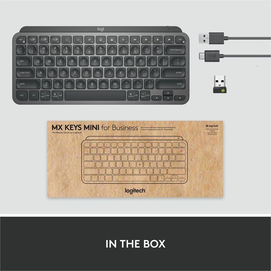 Logitech MX Keys Mini for Business Wireless Keyboard with Backlit Keys, Graphite