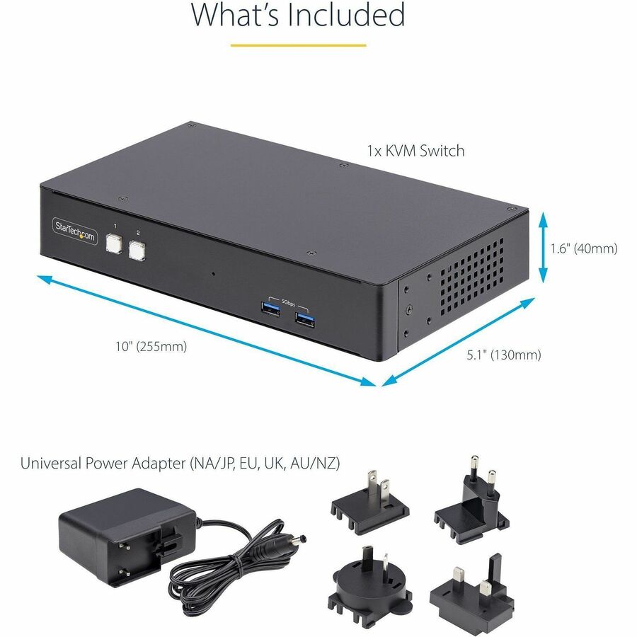 StarTech.com P2DD46A22-KVM-SWITCH Dual-Monitor DisplayPort KVM Switch with RS232 Control and 4K Support