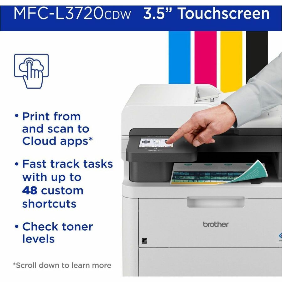 Brother MFC-L3720CDW Wireless Color All-in-One Printer with Laser Output and Duplex Printing