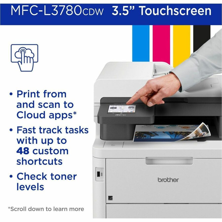 Brother MFC-L3780CDW Wireless Color Laser All-in-One Printer with Scan, Copy, Fax, and Cloud Connectivity