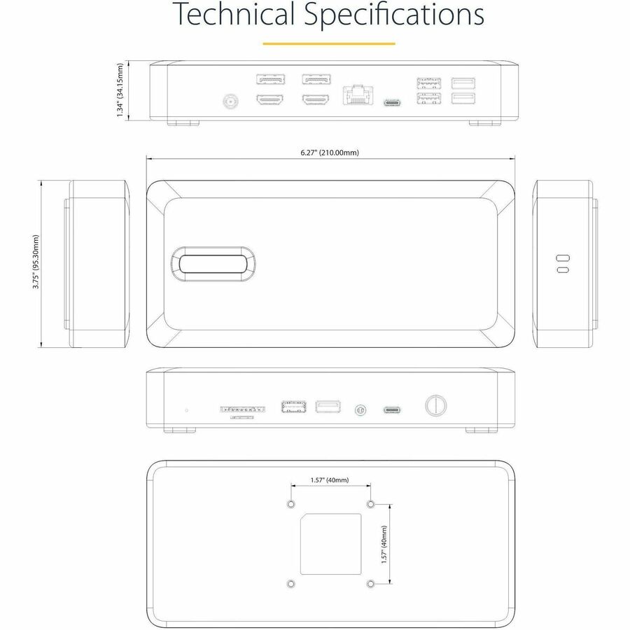 StarTech.com Universal USB4 and Thunderbolt 4 Docking Station with Quad and Dual Display Support, 98W Power Delivery and Enterprise Management