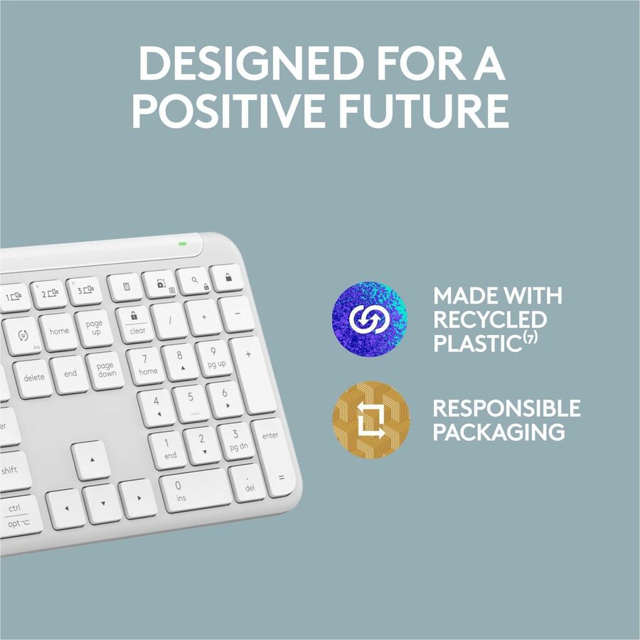 Logitech Signature Slim K950 Wireless Keyboard – Off White, Multi-Device Bluetooth Connectivity, Quiet Laptop-Style Typing