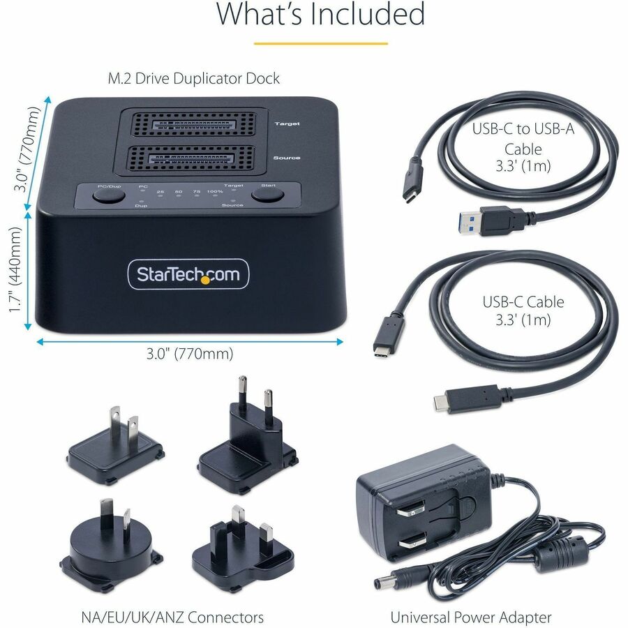 StarTech.com M2-HDD-DUPLICATOR-N1 1:1 M.2 NVMe Drive Duplicator and Cloner with USB 3.2 Gen 2x2