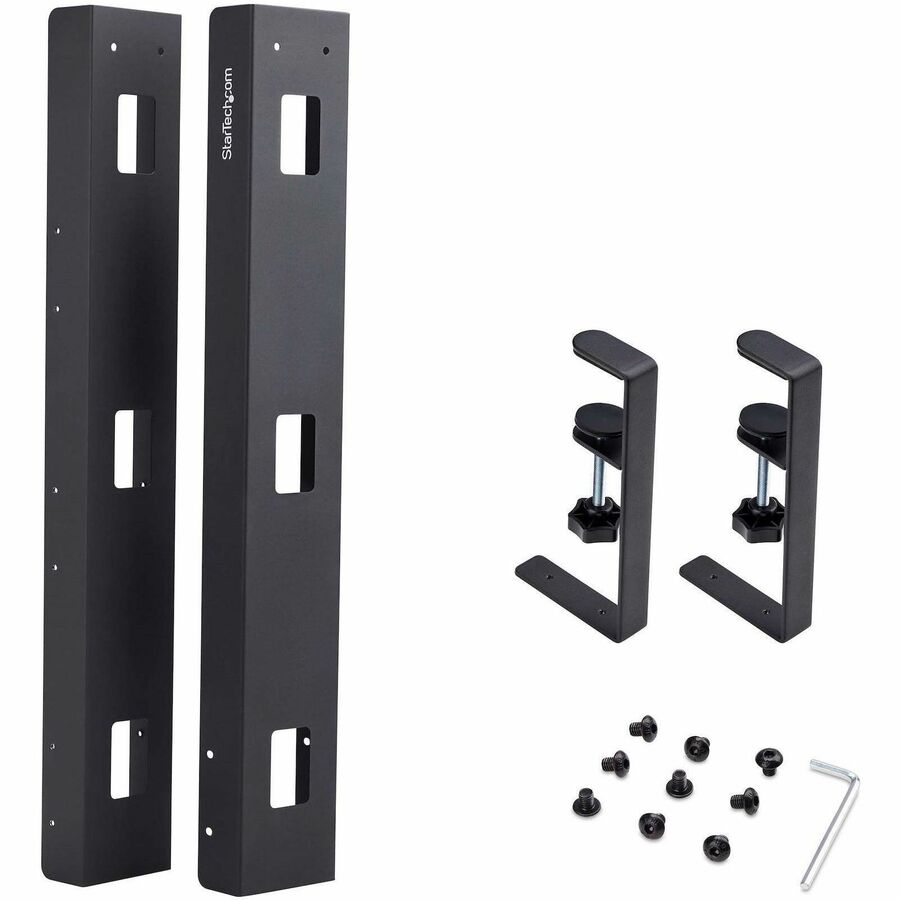 StarTech.com Under Desk Cable Management Tray, Length Adjustable, Clamp-On Installation, Black
