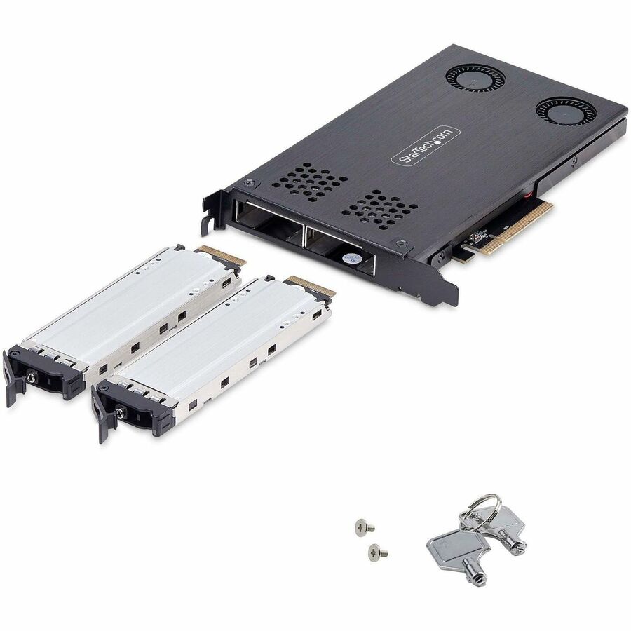 StarTech.com Dual-Bay M.2 NVMe SSD to PCIe x8 Removable Mobile Rack - Toolless Hot-Swap Drive Bay with Bifurcation Support