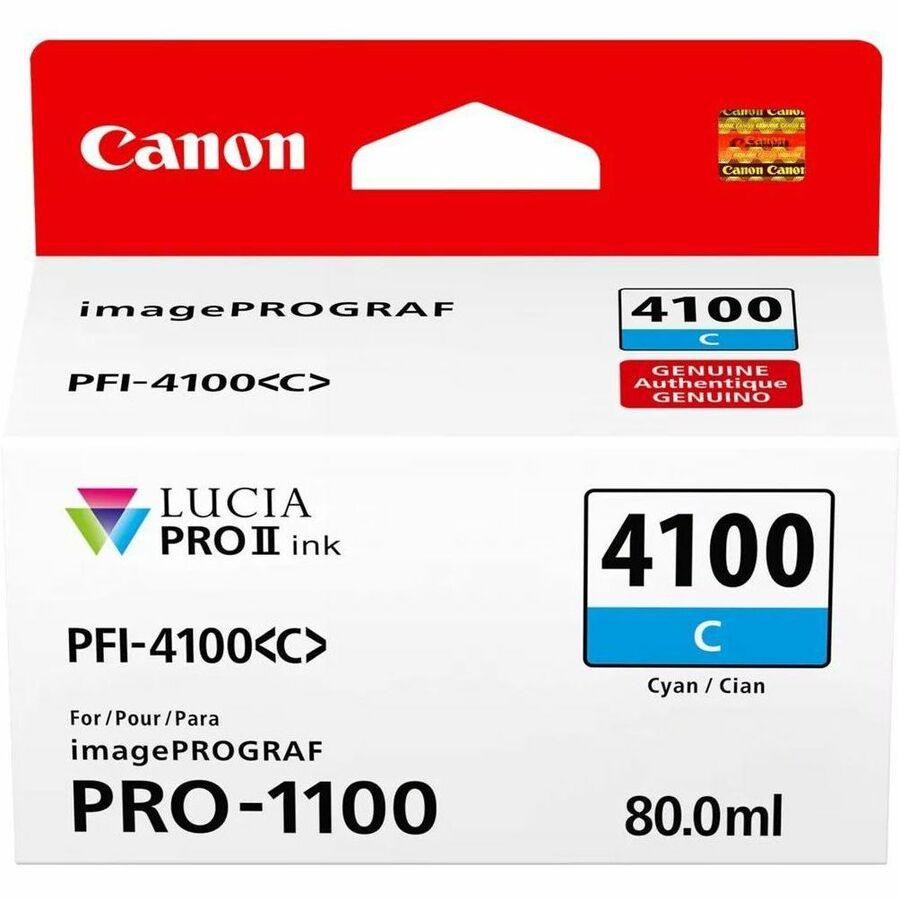 Canon Lucia PRO II PFI-4100 Cyan Ink Cartridge for imagePROGRAF PRO-1100 Printer
