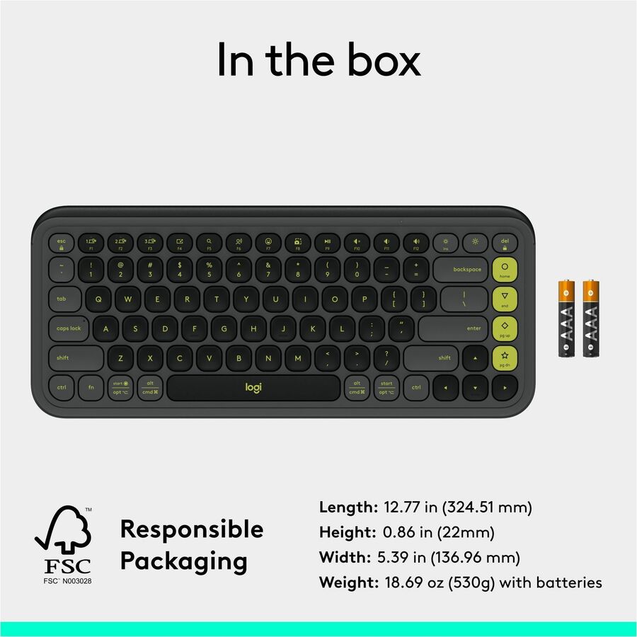 Logitech POP Icon Keys Wireless Bluetooth Keyboard - Comfortable, Programmable Action Keys, Dual-Color Green & Graphite