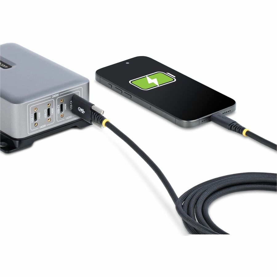 StarTech.com 6.6ft USB-C Charging Cable with Side Screw Locking for High-Power Devices, 240W Power Delivery