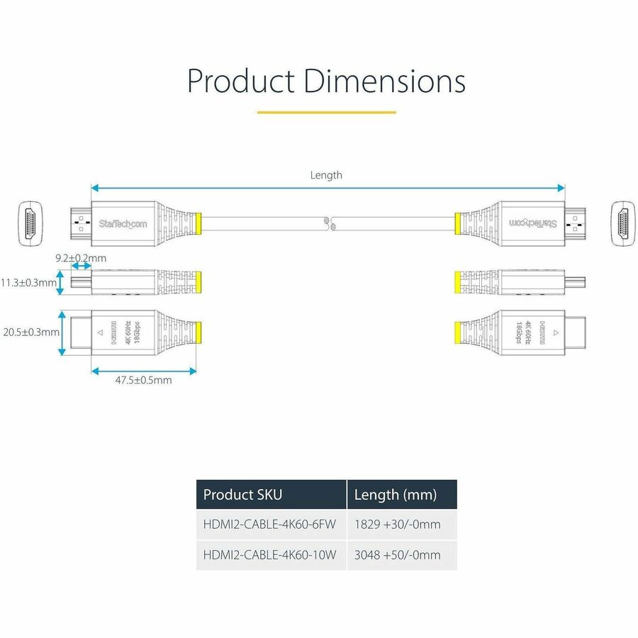 StarTech.com 6ft Premium Certified HDMI 2.0 Cable for 4K UHD and High-Refresh Displays