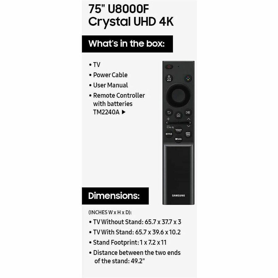 Samsung Crystal UN75U8000FF 75-Inch 4K UHD Smart LED-LCD TV with HDR