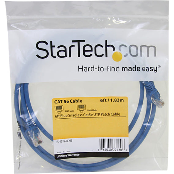 StarTech.com 6 ft Blue Snagless Cat5e UTP Patch Cable with Power over Ethernet