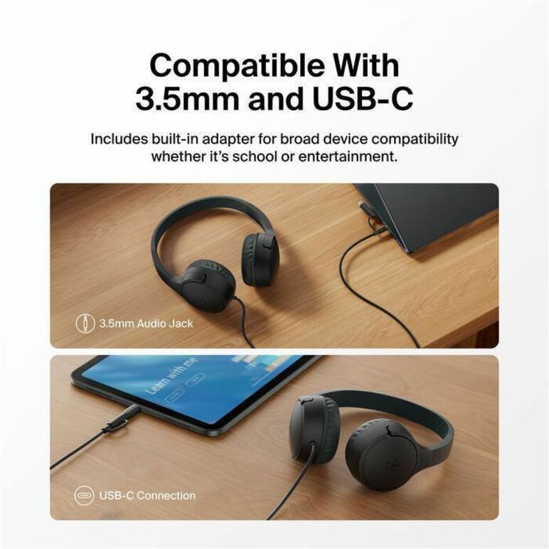 Belkin SoundForm Mini New Wired On-Ear Headphones for Kids with Safe Sound Technology