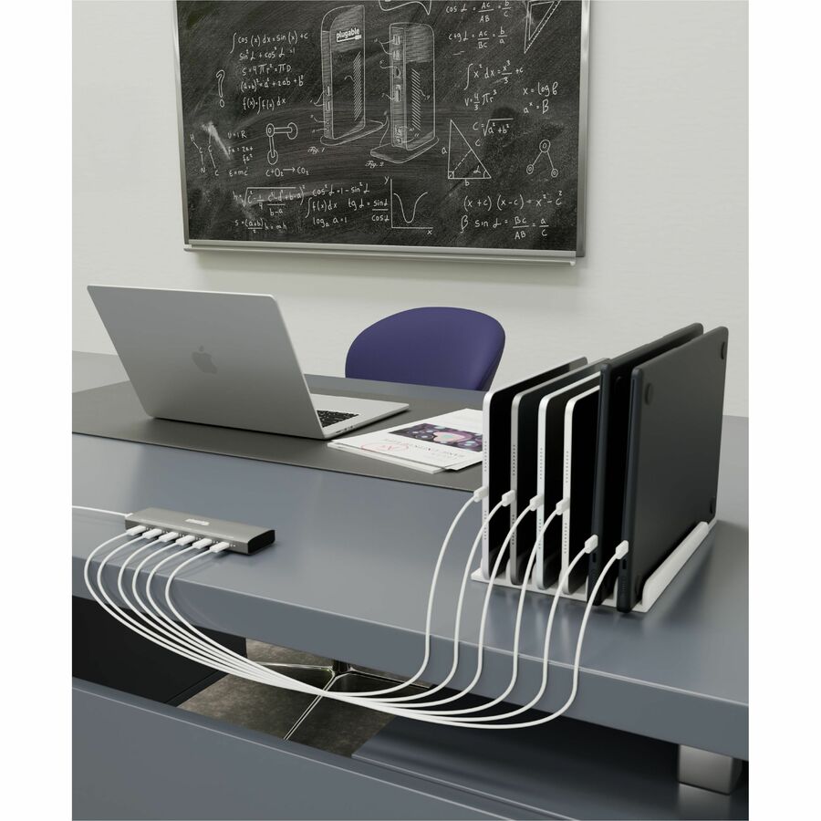 Plugable PS-6CC Multi-Device USB-C Charging Station with 140W GaN Wall Charger and 240W USB4 Cable