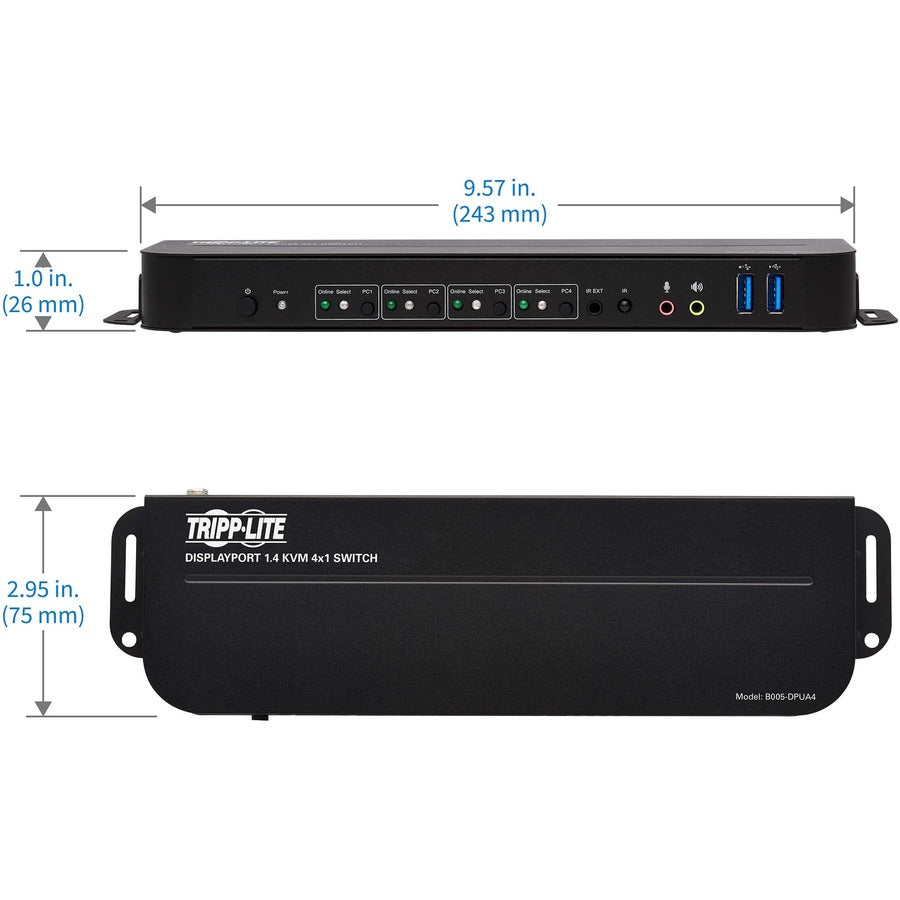 Tripp Lite DisplayPort USB KVM Switch 4-Port 4K 60Hz HDR DP 1.4 USB Sharing