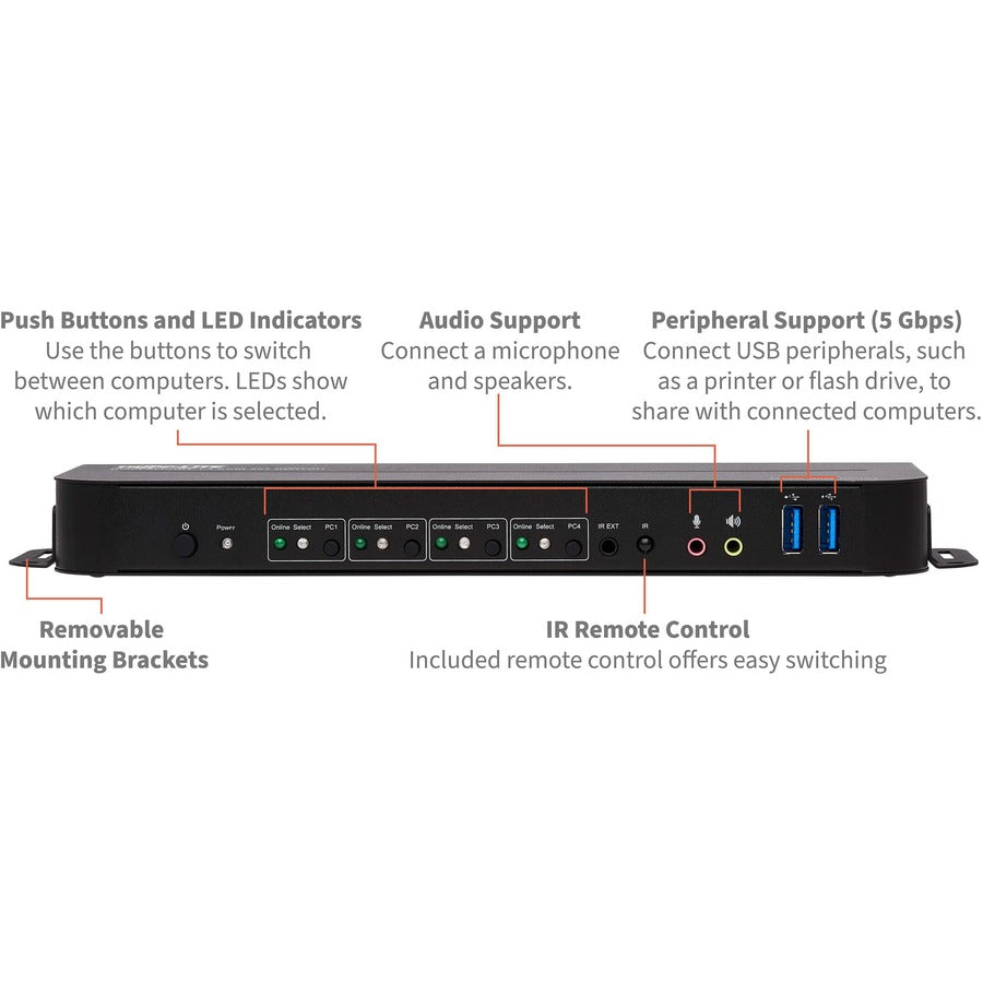 Tripp Lite DisplayPort USB KVM Switch 4-Port 4K 60Hz HDR DP 1.4 USB Sharing
