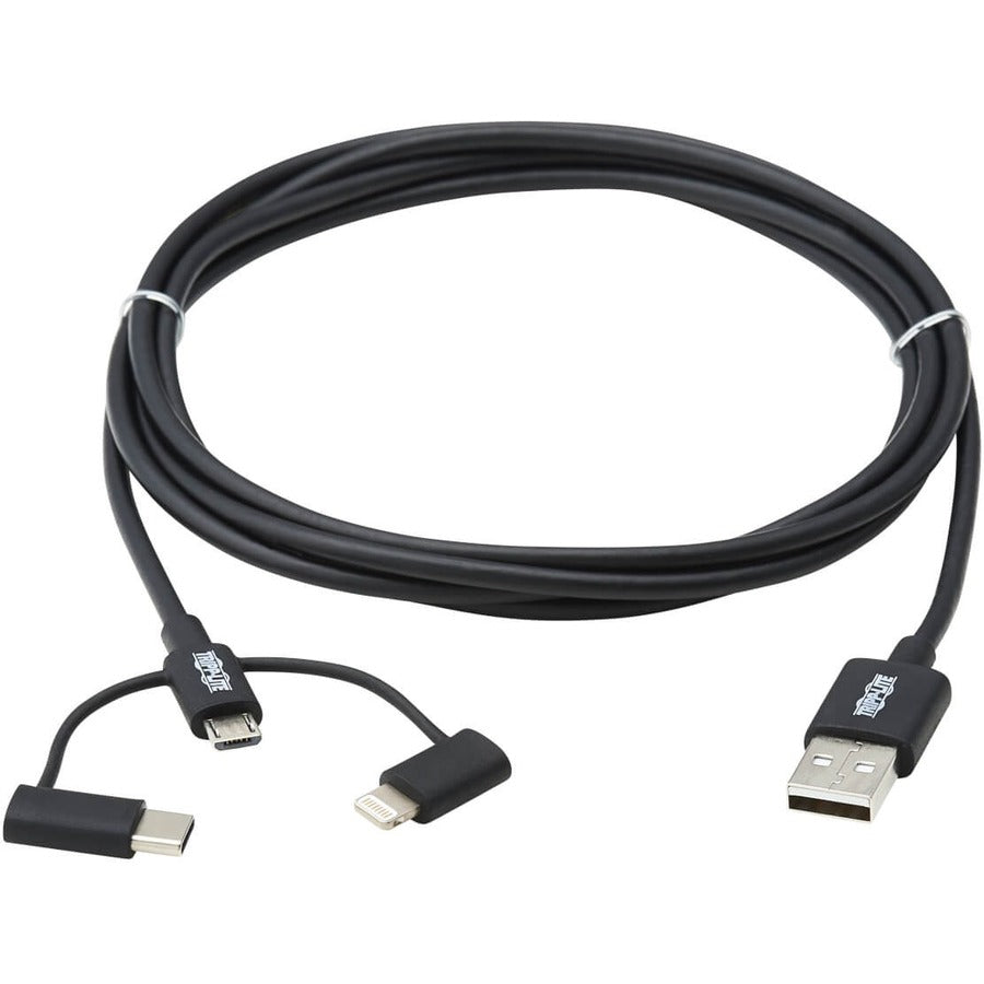 Tripp Lite USB-A to Lightning, USB Micro-B and USB C Sync/Charge Cable Universal 6ft