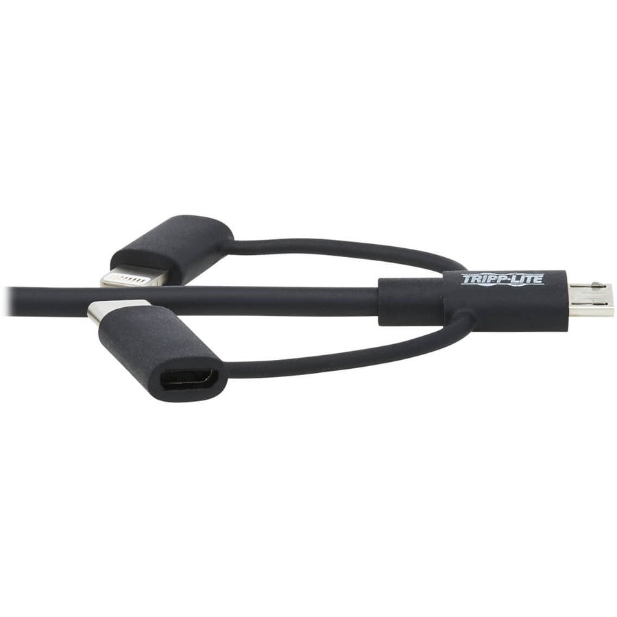 Tripp Lite USB-A to Lightning, USB Micro-B and USB C Sync/Charge Cable Universal 6ft
