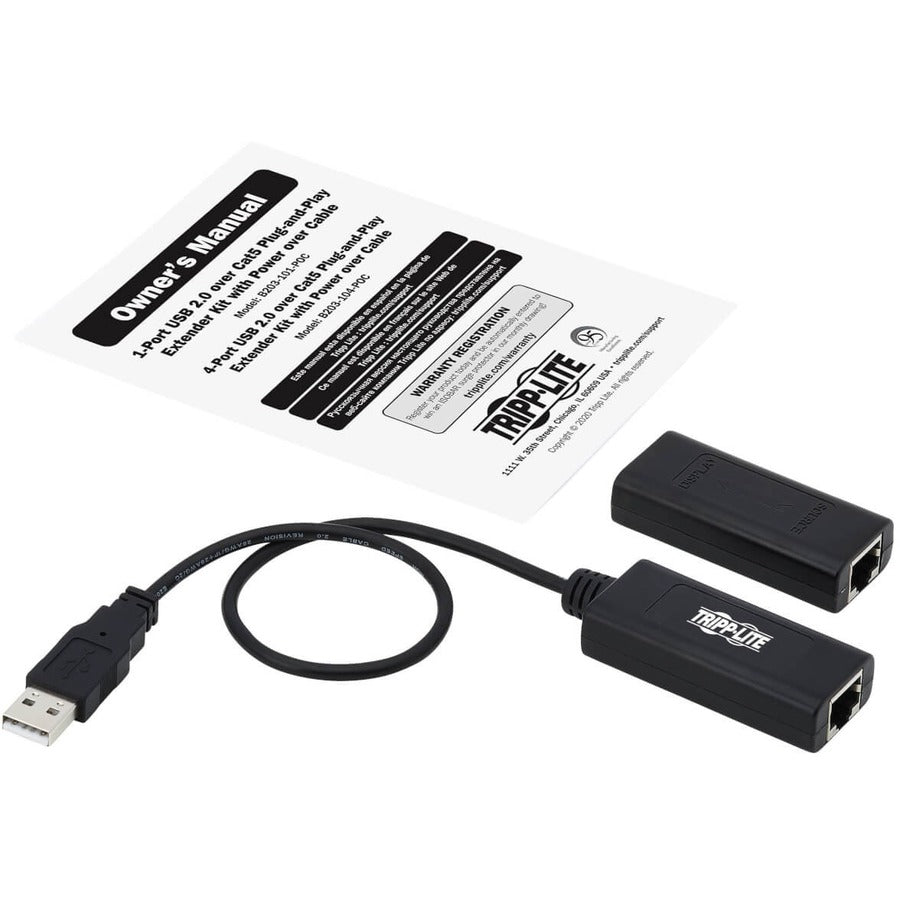 Tripp Lite USB over Cat5/Cat6 Extender Kit 1-Port with PoC USB 2.0 164 ft.